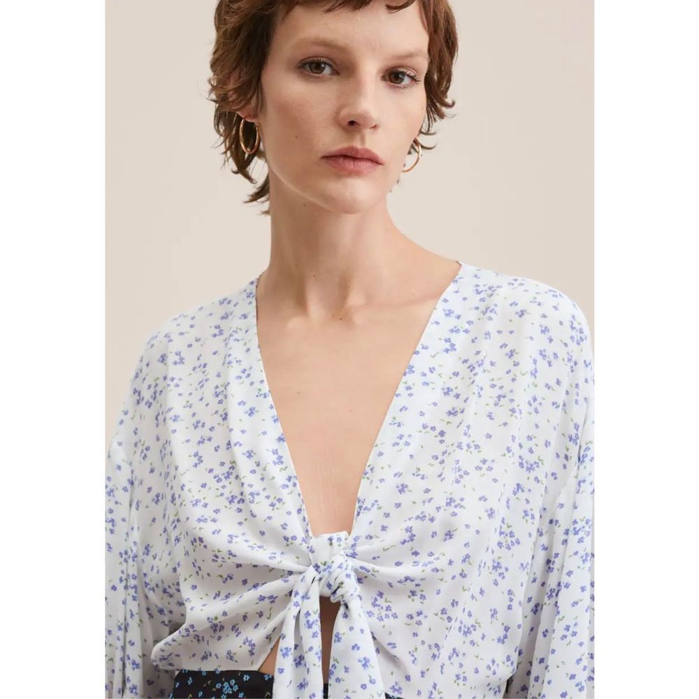 MANGO Dress. Contrasted, front ties MANGO dress - Picture 4 of 14